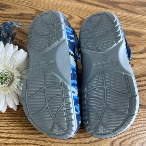 NAUTICA Boys Blue Camo Waterproof Strap Croc Shoes Sz 12 Adjustable Fast Ship - Picture 3 of 3